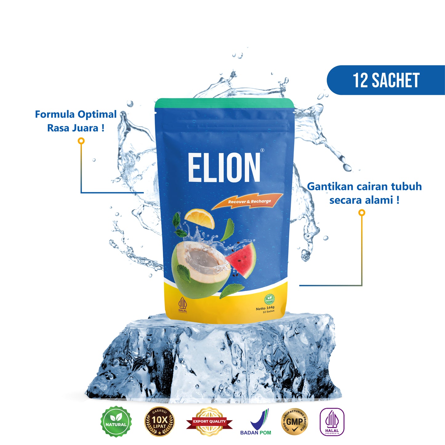 ELION Natural Fruit Electrolytes | Zero Added Sugar | 1 Pouch